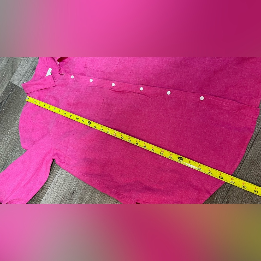 💯Linen Charter Club Fuchsia Button-Down Shirt - Picture 11 of 12